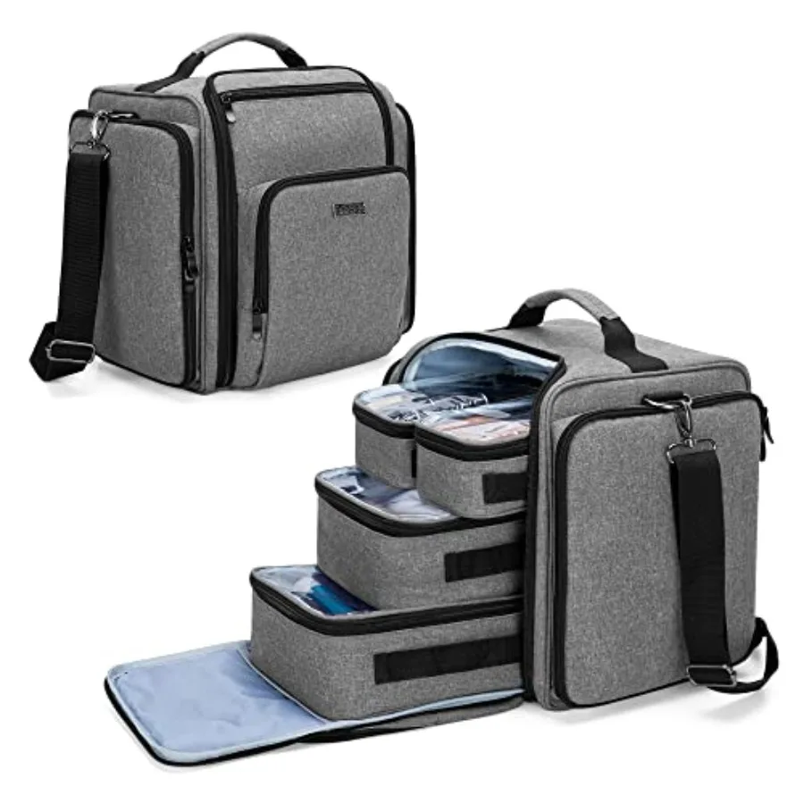 

Makeup Bag Cosmetic Bag with 4 Inner Removable Pouches, Multifunctional Travel Makeup Case Patent Pending