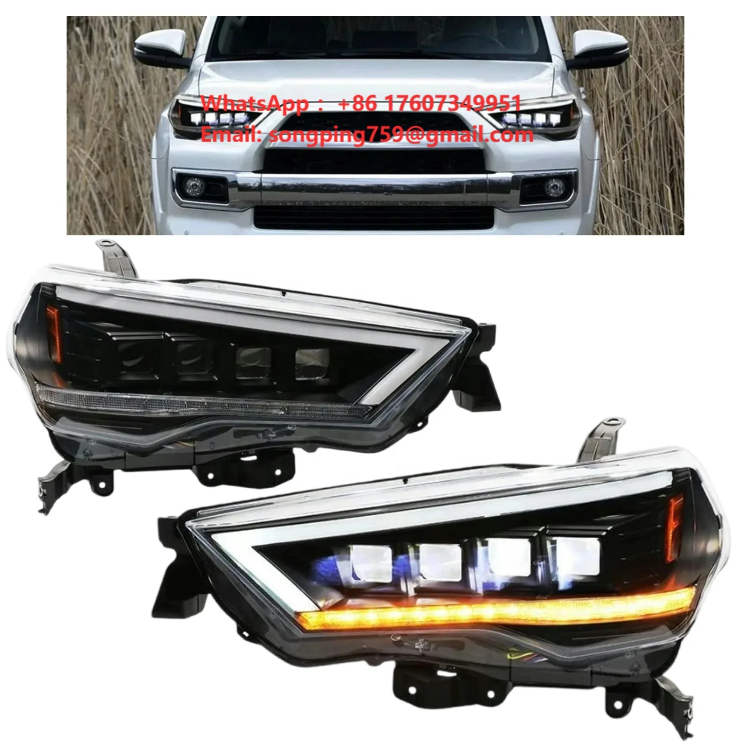4 RUNNER LED Headlight 2014-2020 Upgrade Modify Front Light Head Lamp Turn Signal High Beam Angel Eye Projector Lens for Toyota