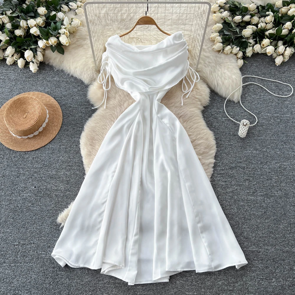 Robe d'été rétro élégante et décontractée, sans manches, en satin épissé, taille haute, fée core, vêtements pour femmes, automne