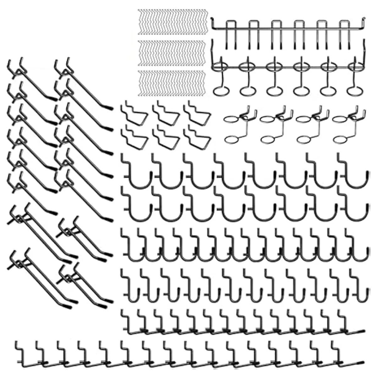 

176PCS Pegboard Hooks Set,1/4Inch Metal Peg Board Hook Assortment with Peg Lock Pegboard Accessories for Garage Wall