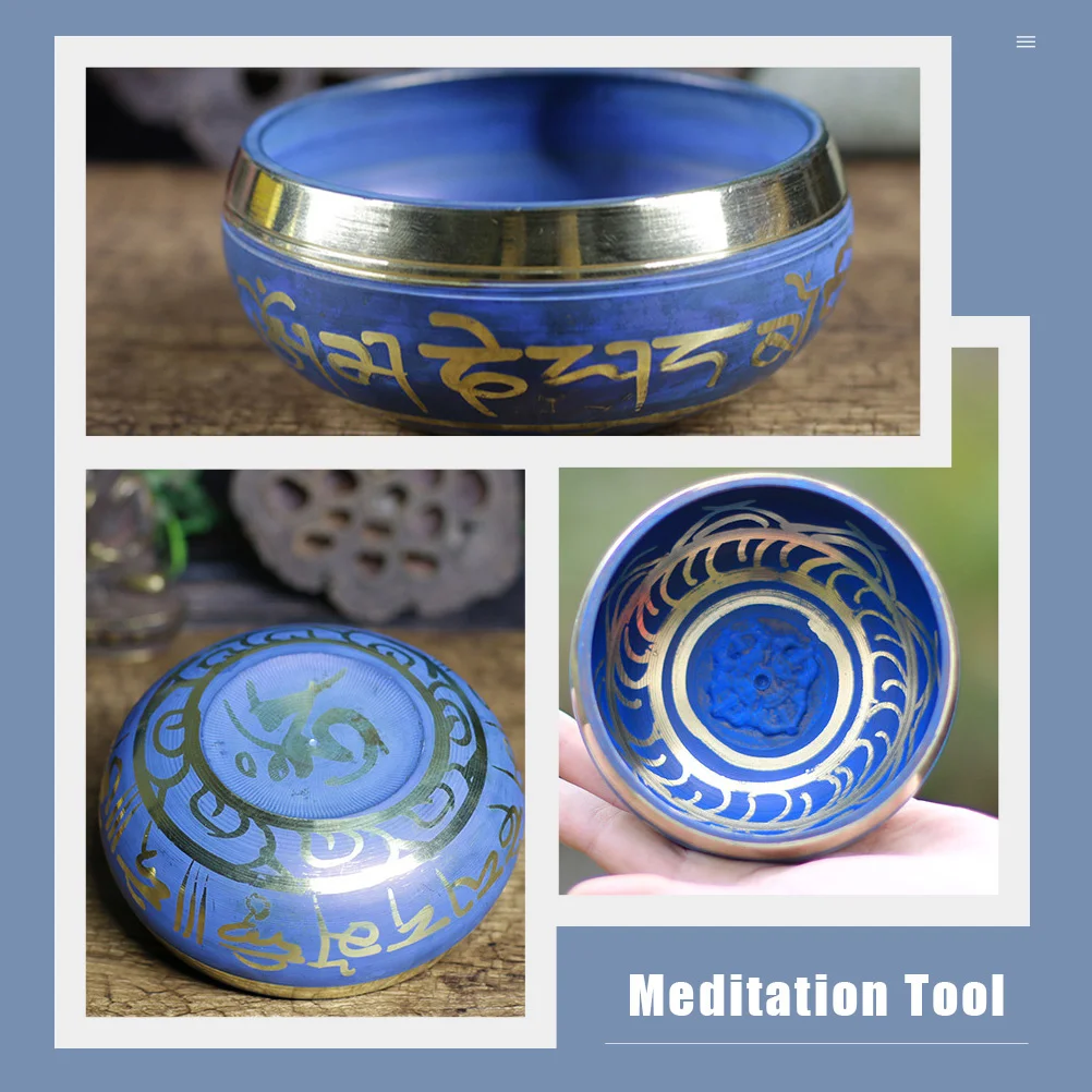 

1Set Tibetan Singing Bowl Meditation Sound Bowl for Yoga Relaxation Copper Home Decor Multi-Function Buddhism Accessory