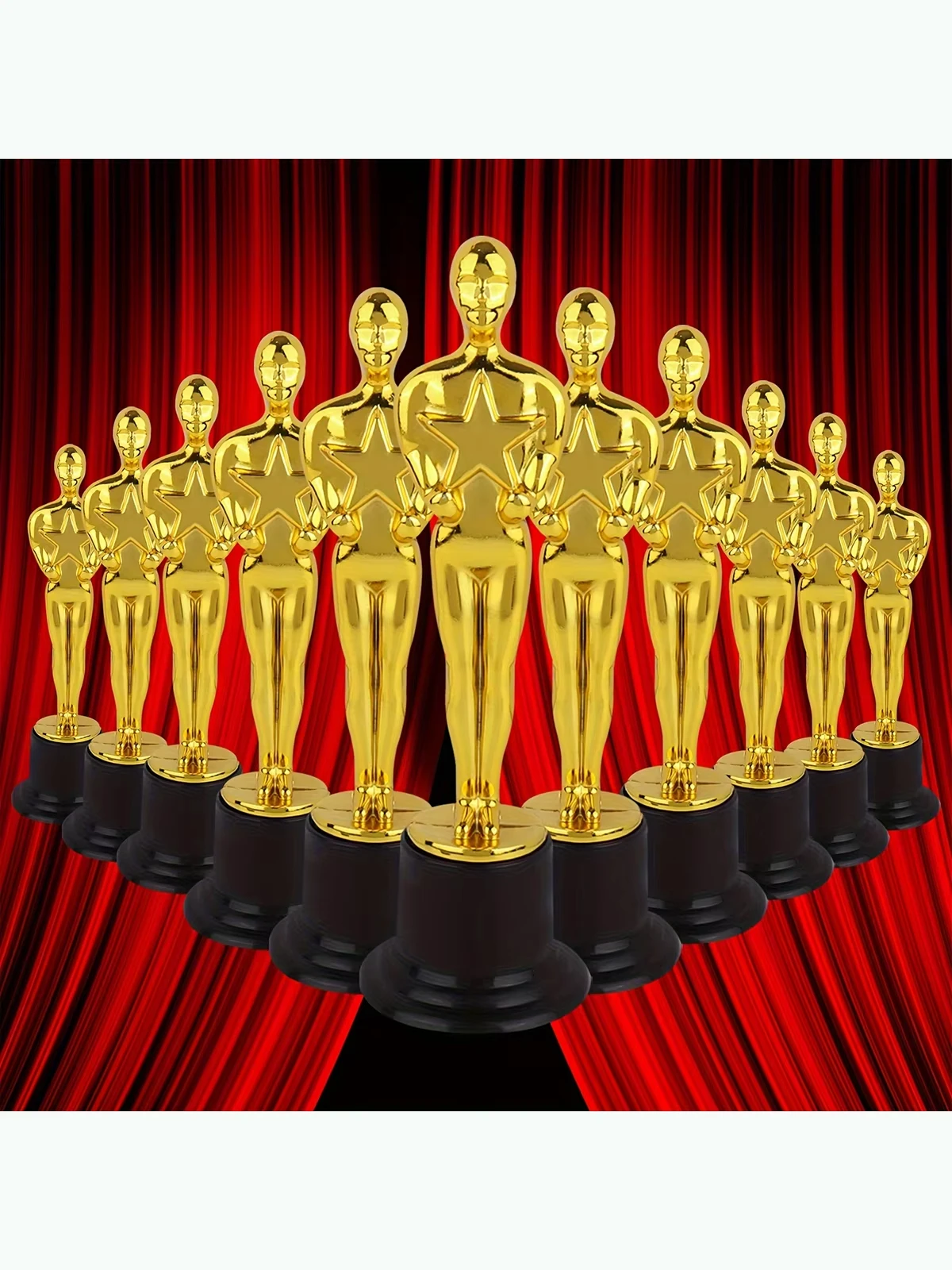 1/3/6/12 stuks Gouden Standbeeld Trofee Creatieve Plastic Oscar Trofee Galvaniseren Kleine Trofee Studentenprijzen - afbeelding 2