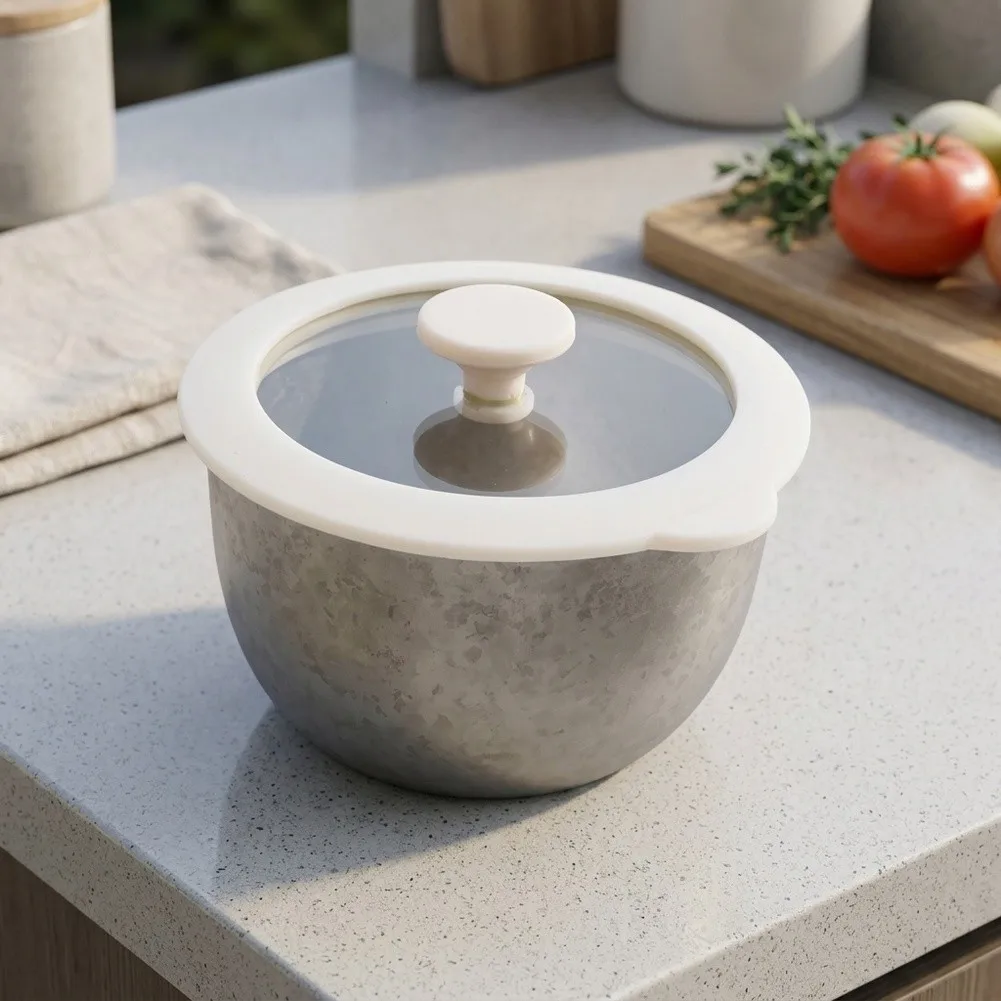 Steamed Egg Bowl 24.4cm Individual Soup Stew Dessert Pot Durable= Non-Stick Kitchen Cookware For Healthy Cooking 24.4*4cm