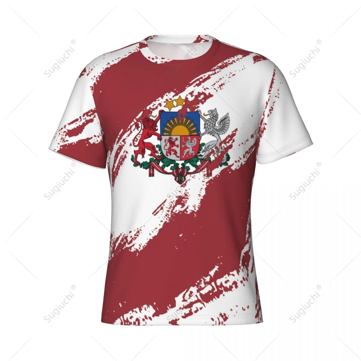 Benutzerdefinierter Name, Nummer, Lettland-Flagge, Farbe, eng anliegendes Sport-T-Shirt für Männer, Damen-T-Shirt für Fußballfans