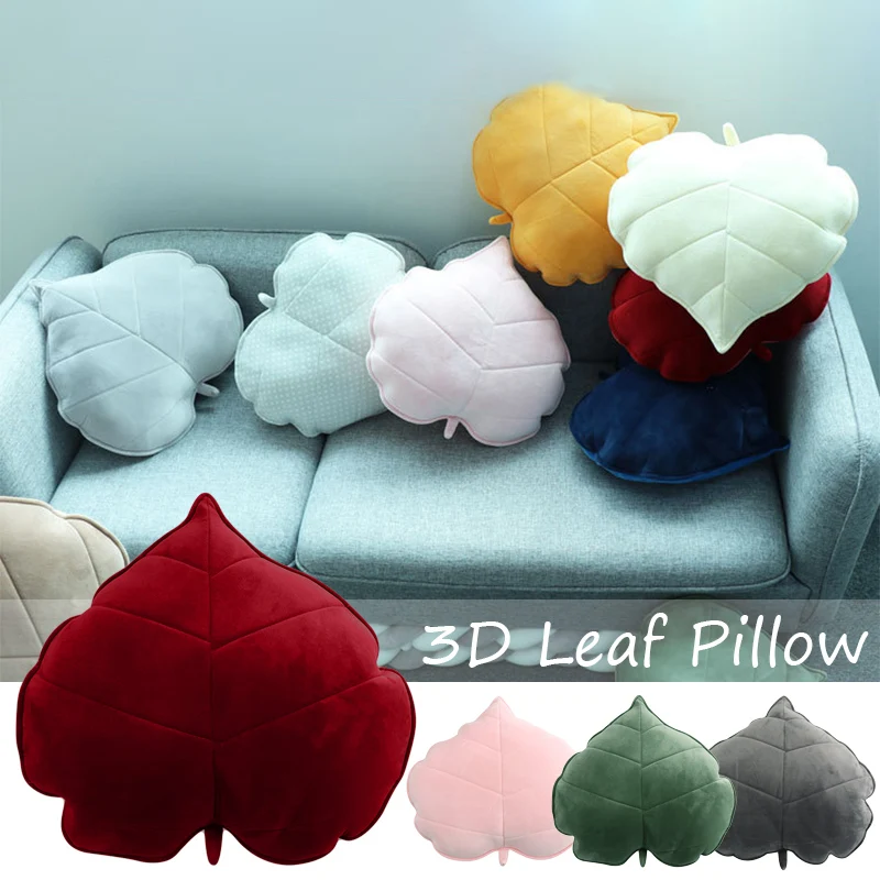 13/50cm Nordic Style 3D Leaves Pillow Soft Simulation Leaf Cushion Bedroom Back Cushion Child Bed Decor Anti-Collision Pillow