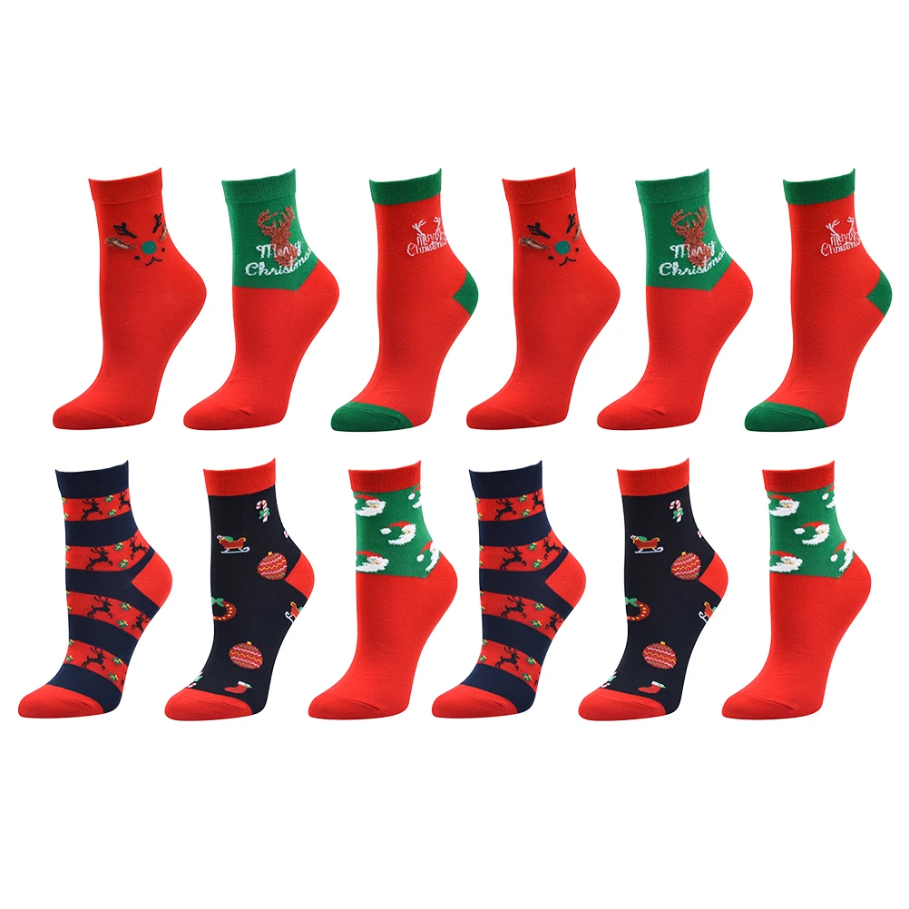 

6 Pairs Christmas Stockings Gifts European and American Winter Autumn Socks Miss Women