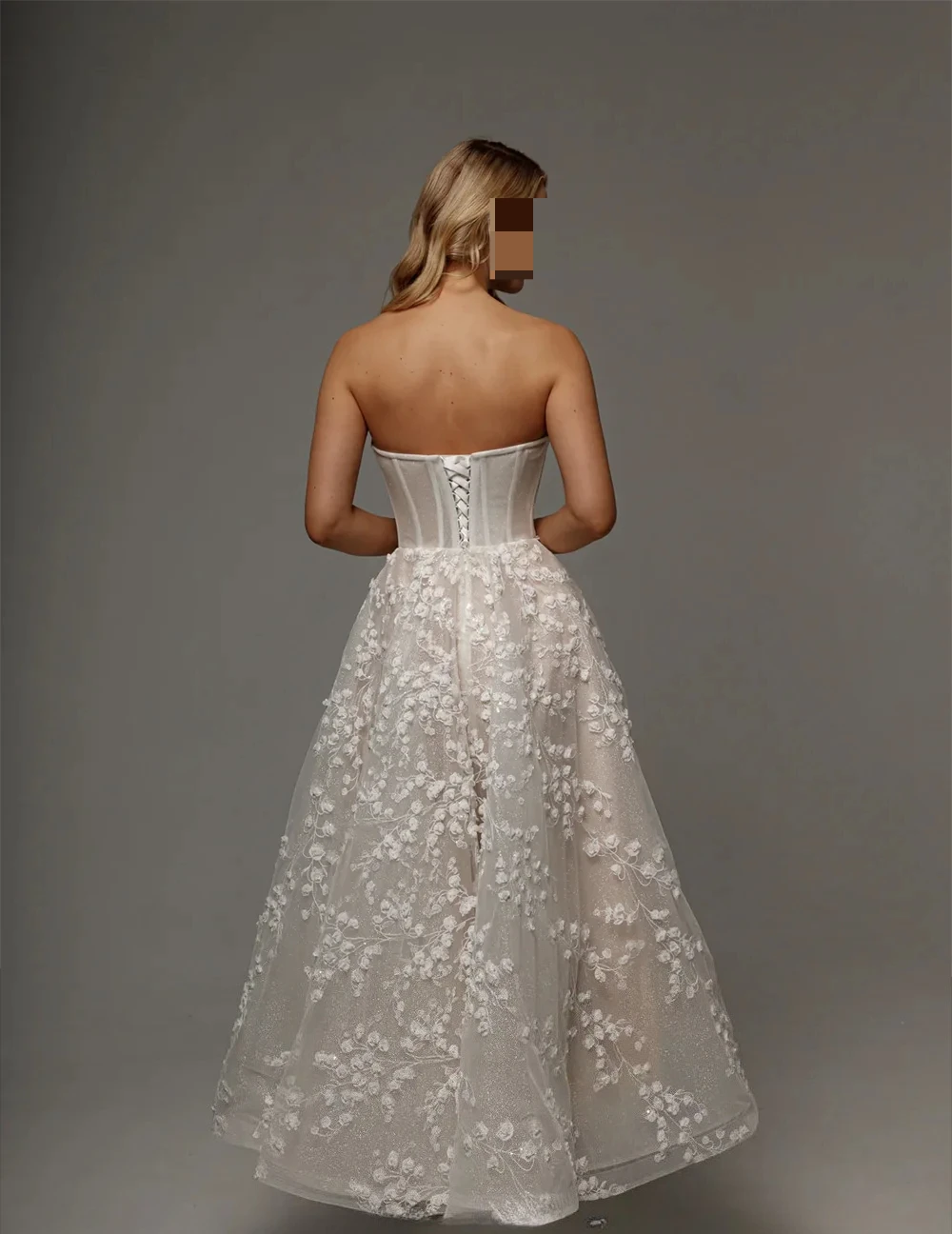 Elegantes, glänzendes Brautkleid aus Tüll mit herzförmigem Kragen und Spitze, knöchellanges Brautjungfernkleid in A-Linie, rückenfrei, individuell gestaltet