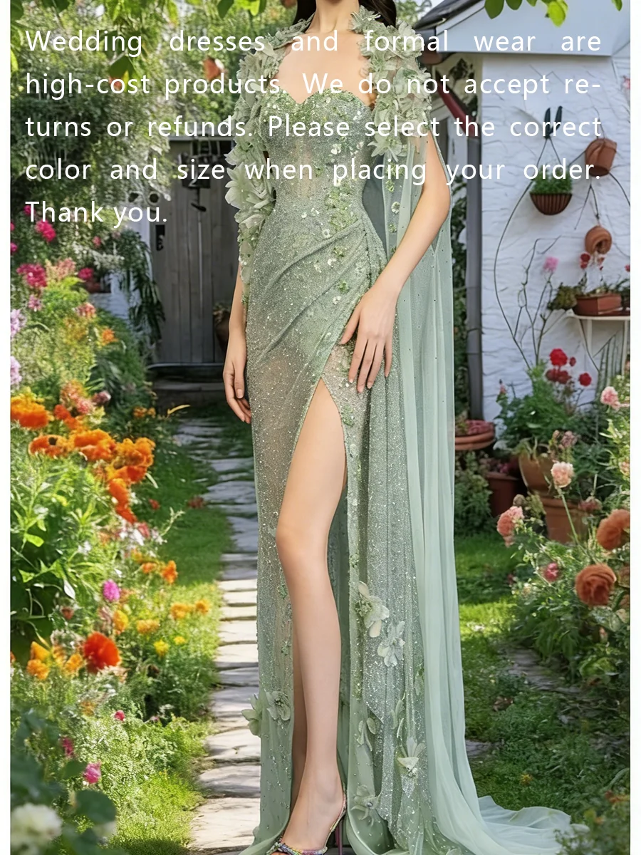 ชุดราตรีทรงเข้ารูปแขนสั้นประดับลูกไม้หวานหรูหราสำหรับงานเลี้ยงวันเกิด งานพรอม สามารถสั่งตัดได้