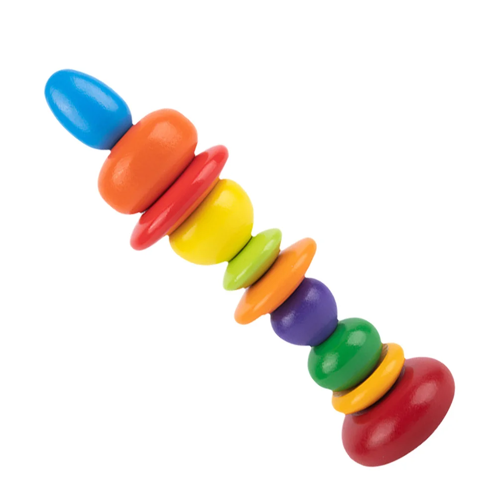 1 Set Wooden Balanced Stone Stacked Kids Educational Early Learning Colorful Blocks Hand-Eye Coordination Logic Puzzle Building