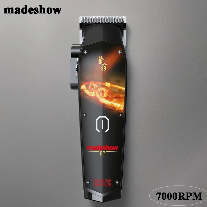 Madeshow New Professional Men's Hair Clipper 7000RPM Double Titanium Plated Blade Professional Barber Hair Shear Low Decibels