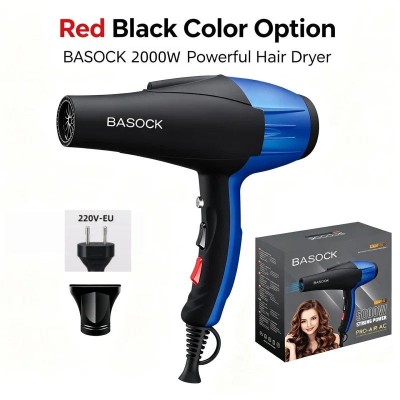 Professional Salon Quick Drying Hair Dryer 220V Hair Salon Household High-Power Blue Light Negative Ion Hair Styling Tool EU Plu