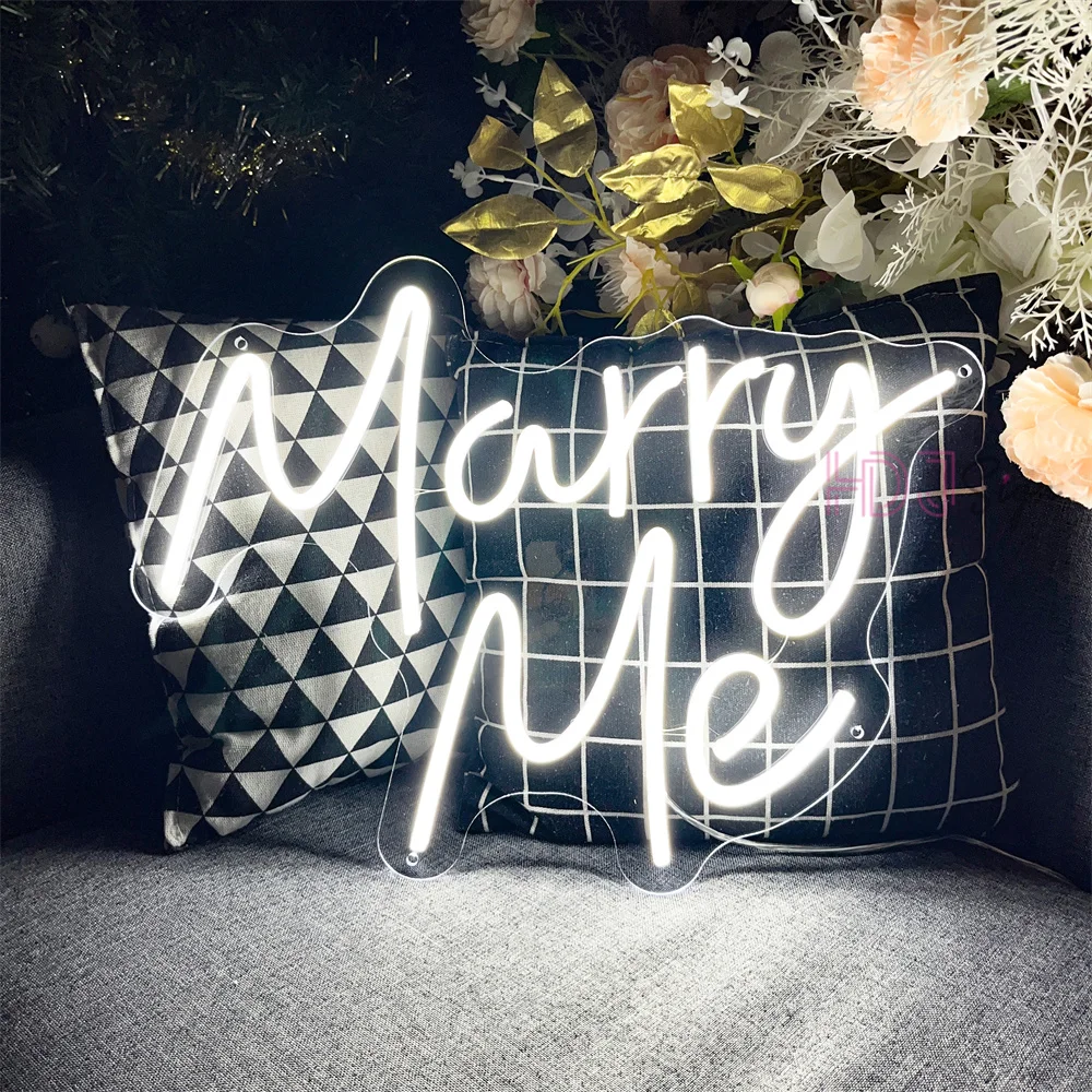 Wedding Decor Neon LED Sign Marry Me LED Neon Lights estetica Room Decor Wall Haning LED Neon Sign per proposta di fidanzamento