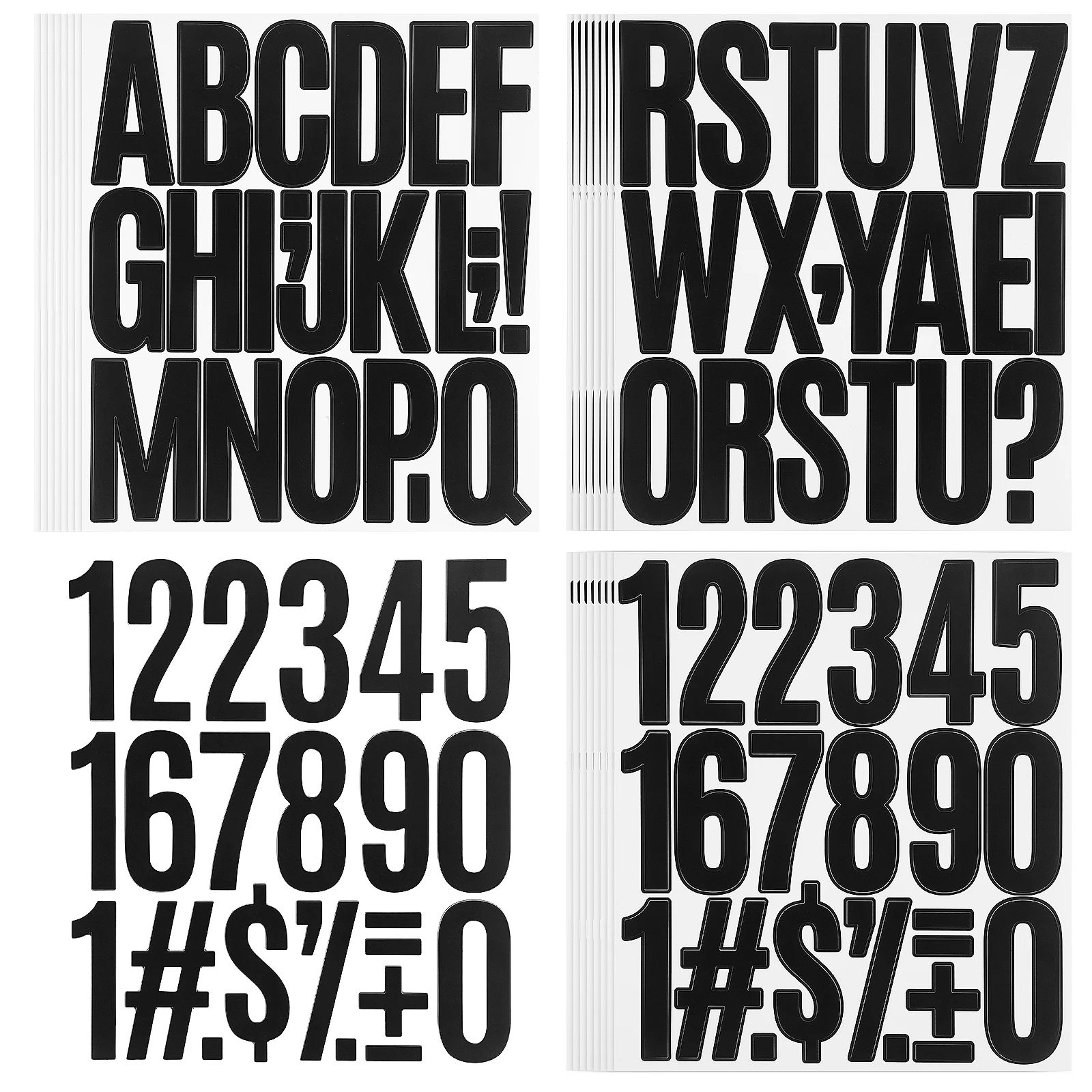 

24 Sheets Waterproof Vinyl Letter Stickers 3 Inch Black Bold Alphabet Number Adhesive Mailbox Car Wall Decor Scrapbook