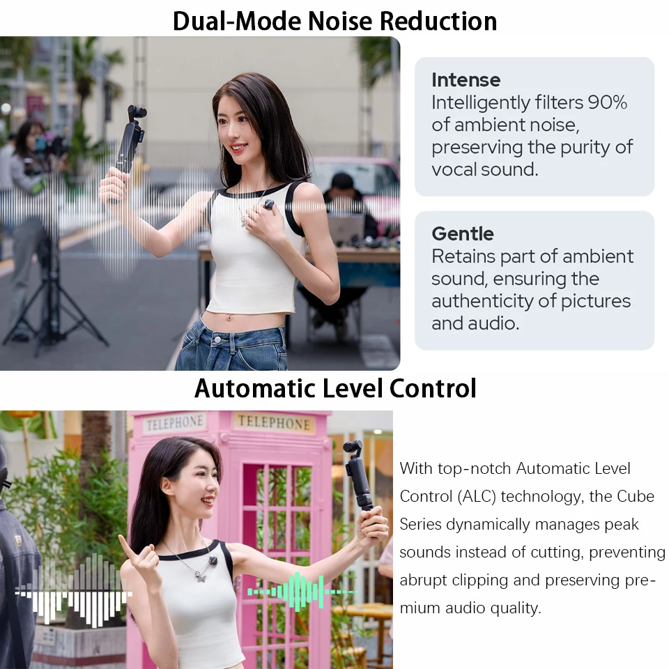 Godox Cube-OP3 2.4 جيجا هرتز نظام ميكروفون لاسلكي 200 متر نقل الكمون المنخفض 10H عمر البطارية لـ DJI OSMO Pocket 3