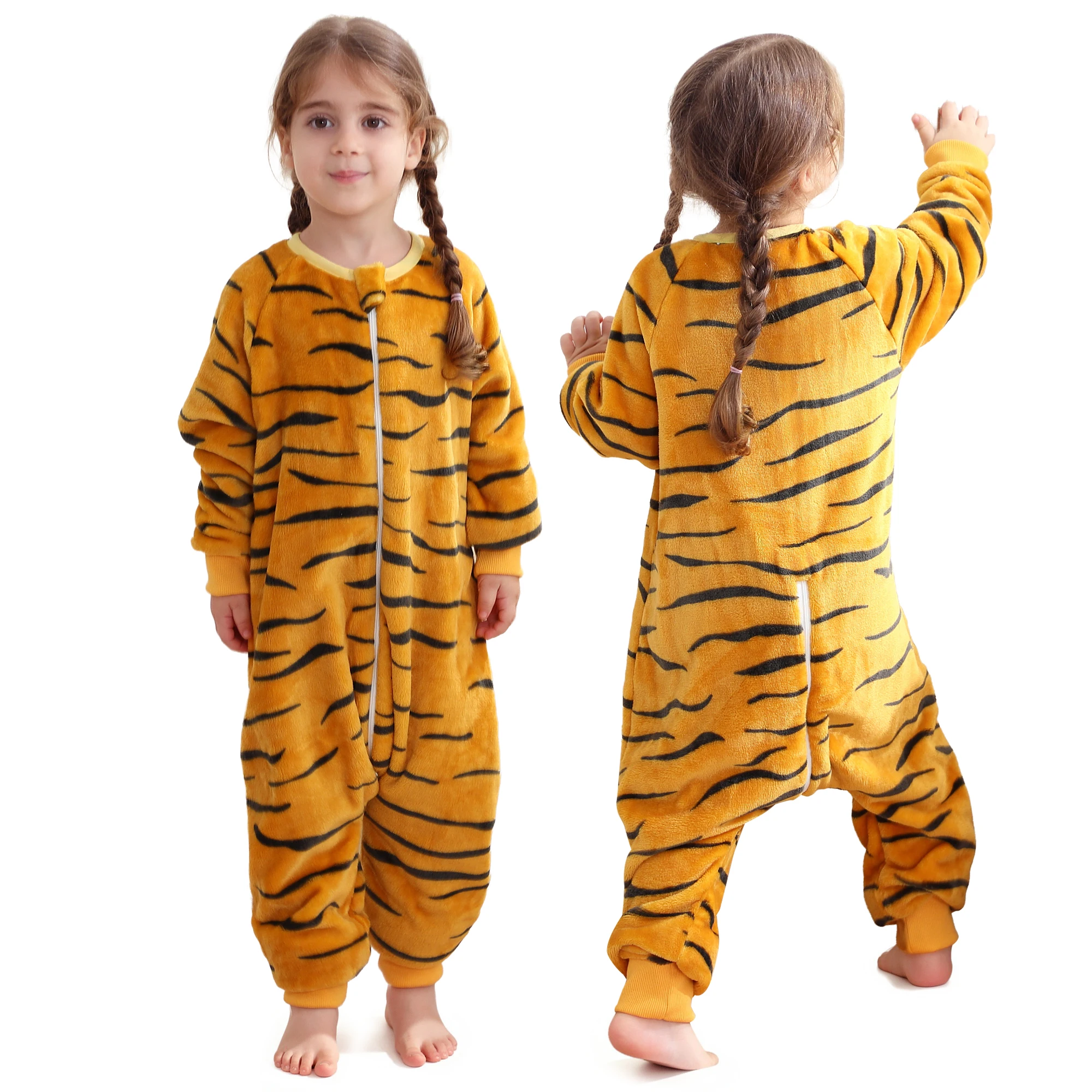 MICHLEY タイガーキッズ フランネル製 寝袋 かわいいデザイン 厚手で暖かい 寝具 服としても使えるブランケット ボディスーツ 1歳~6歳向け ハロウィンギフト 1