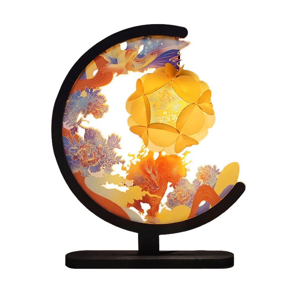Palace Retro Creative Gift Chinese Paper Carving Night Light DIY Handmade Bedside Table Lamp Decor Home Art Lighting