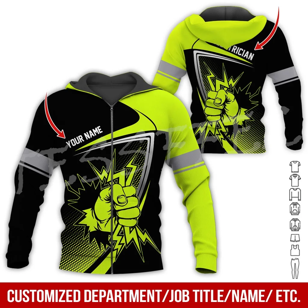 Custom Name Electrician Lineman Worker Tattoo Tracksuit Retro 3DPrint Streetwear Pullover Harajuku Casual Funny Jacket Hoodies F