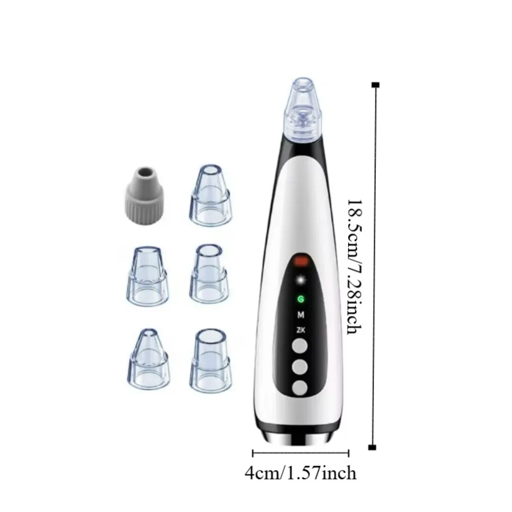 With 6 Replacement Head Electric Blackhead Remover Hot Compress Deep Cleaning Facial Pore Cleaning Device Strong Suction