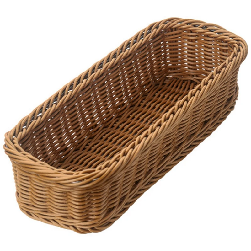 

5X Desktop Cutlery Storage Basket Woven Basket Restaurant Tableware Drain Storage Box Tableware Storage Basket, Brown