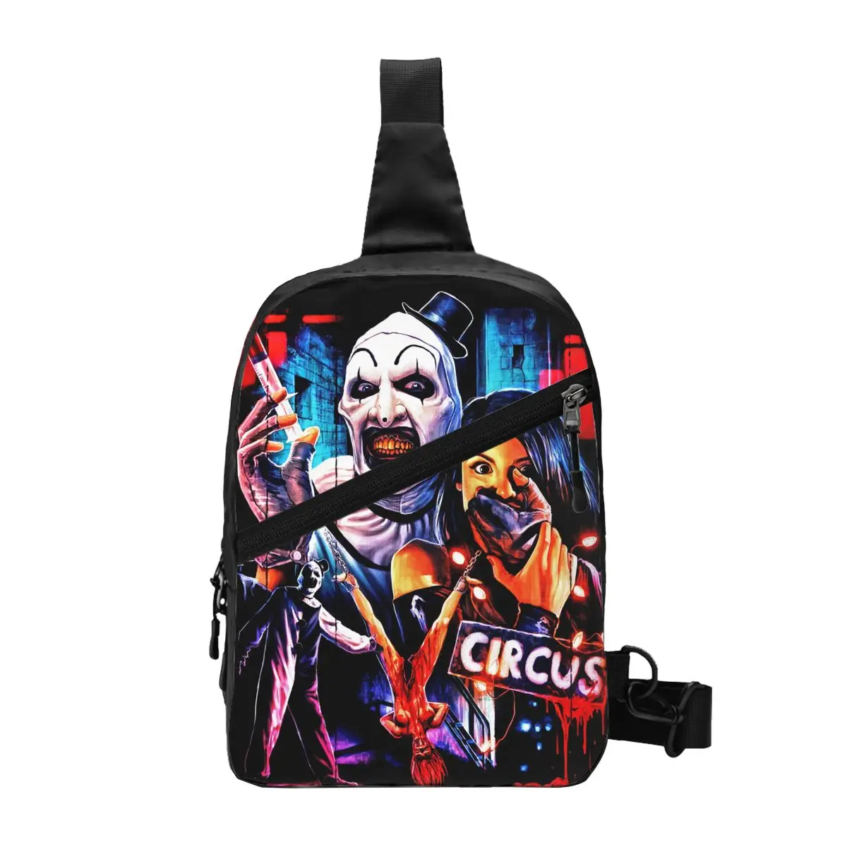 Halloween Clown Horror Movie Terrifier Sling Chest Bag Custom Shoulder Crossbody Backpack for Men Traveling Daypack