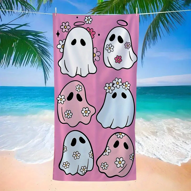 

Очень длинное пляжное полотенце на Хэллоуин – пастельно-розовый милый узор, мягкое, быстросохнущее, из микрофибры, подходит для бассейна, кемпинга.