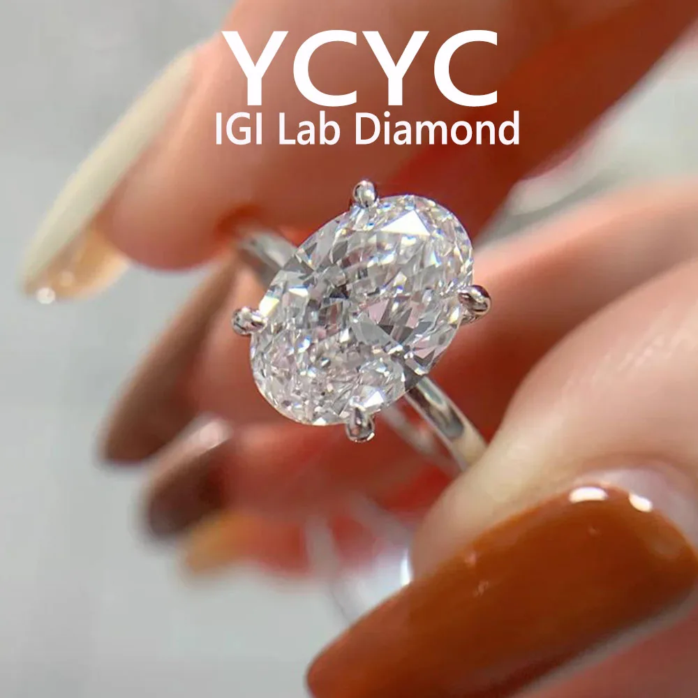 Lab Grown Diamond 1 2 3 5Ct Ring Solid14K White Gold Oval Cut Diamond CVD HPHT DEF VS-VVS Wedding ring