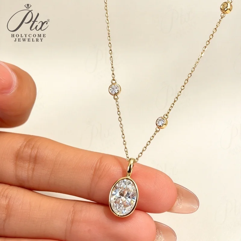 Halskette mit Labor-Diamant-Anhänger, 2 Karat, DEF, VS, runder Schliff, echtes 18K Gold, für Hochzeit, Party, einfache Kette, Charms, Holycome Schmuck – Detail 7