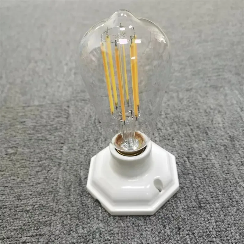 Black White E27 E26 Octagonal Vintage Ceramic Light Head Edison Lamp Holder Retro High Temperature Bulb Table Lamps Wall Mounted
