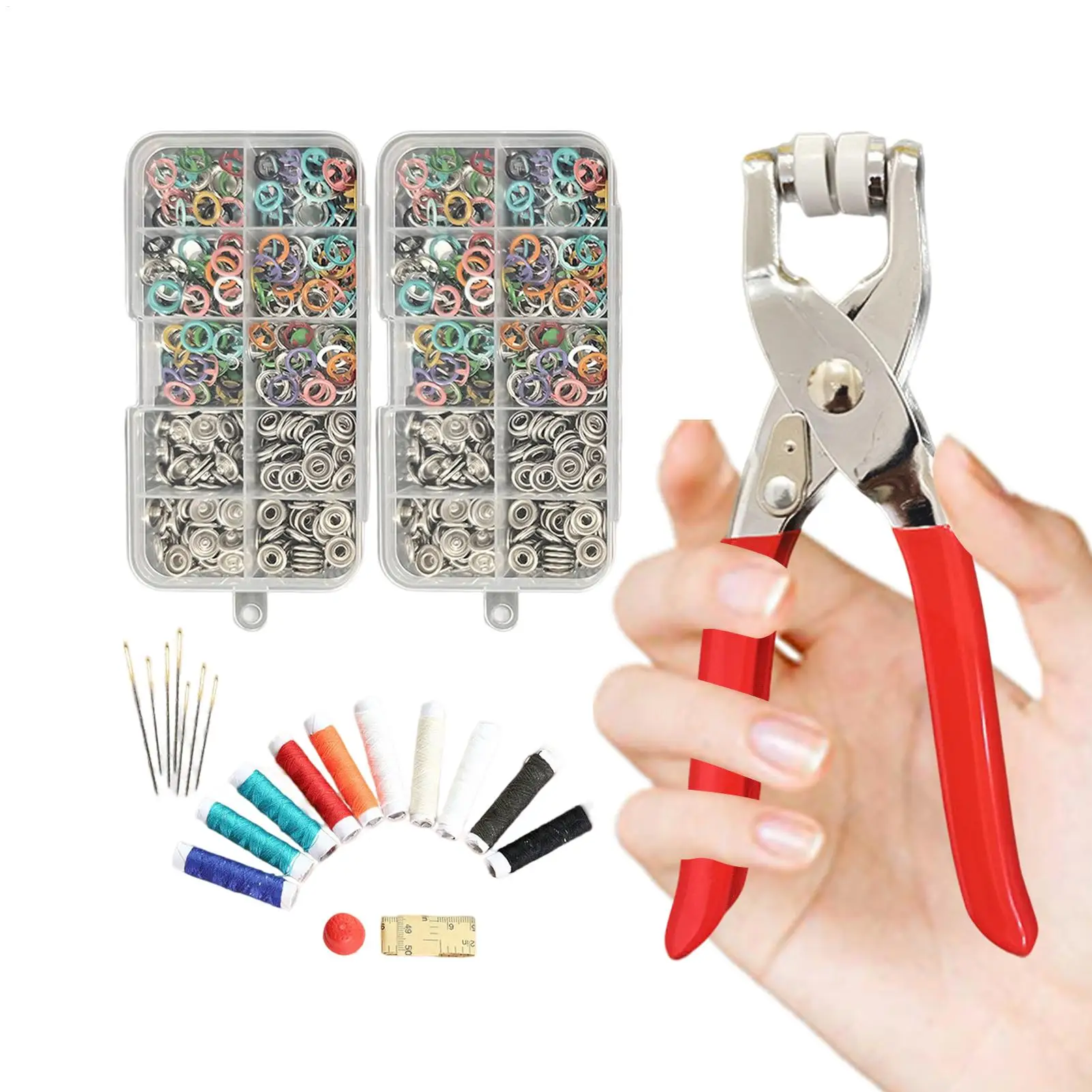 

150pcs Button Pliers Set SnapFasteners Kit Tool Sewing Button Press Studs SnapSewing Kit For Installing Clothes Bags