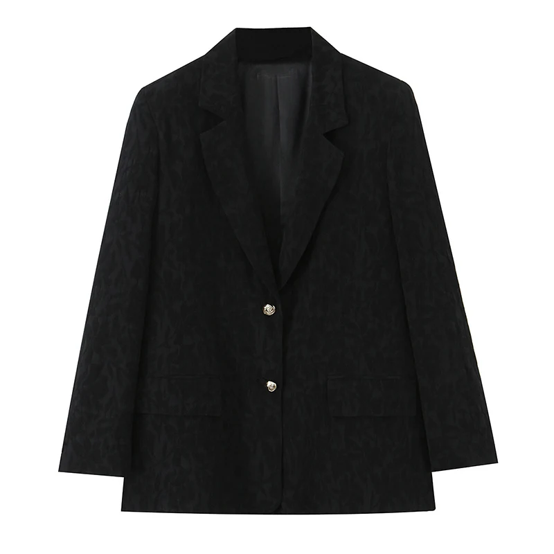 

Willshela Women Fashion With Pad Jacquard Single Breasted Blazer Vintage Notched Neck Long Sleeves Female Chic Lady Outfits