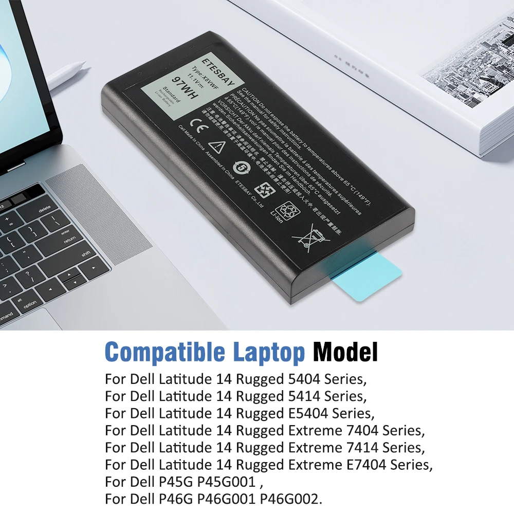 ETESBAY-Batterie d'ordinateur portable X8VWF pour Dell Latitude 14, robuste, 5404, 5414, E5sediExtreme, 7404, 7414, E7sediSeries, 4XKN5, DKNKD, P45G, P46G