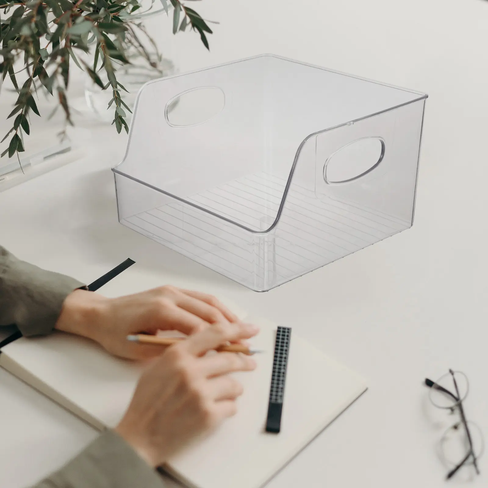 

1 шт. Прозрачный органайзер для книг, журналов и файлов, прочный контейнер для хранения, домашний органайзер для книг