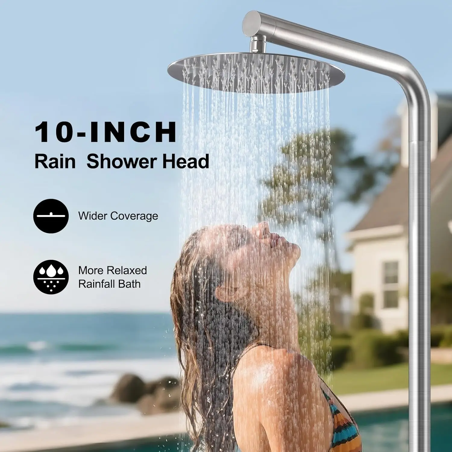 Torayvino Outdoor Shower Column Luxury Swimming Pool Garden Beach Wash Large Nozzle Floor standing 10
