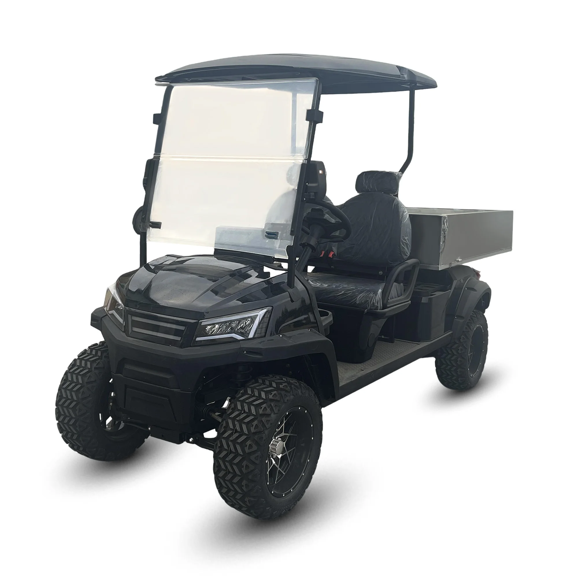 72V Electric Golf Cart with Cargo Bed 2 Seater Lithium Battery Utility Vehicle 90km Range for Community Use