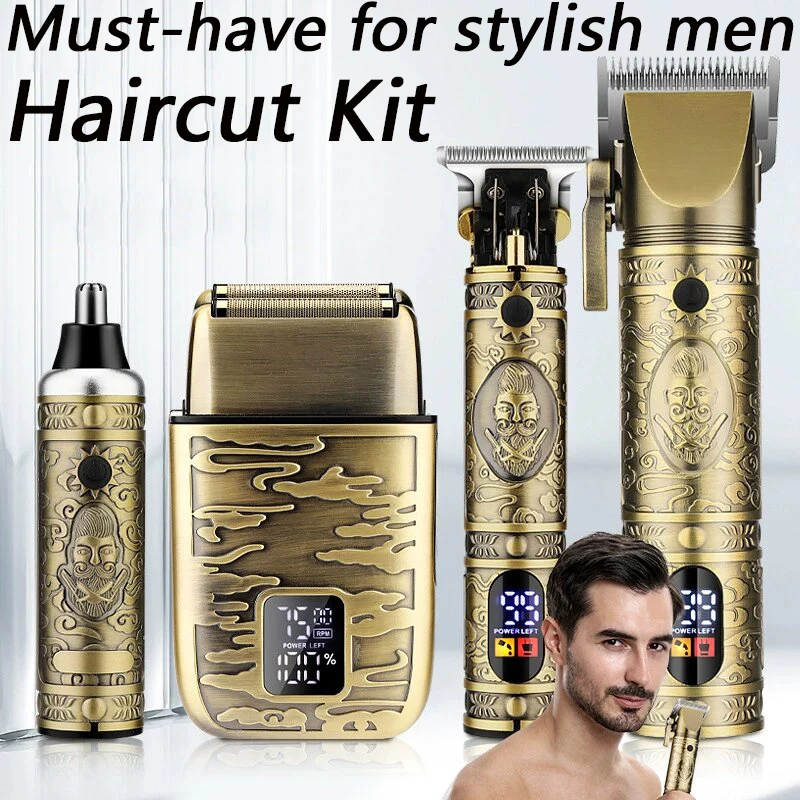 New Hair Clipper 4-in-1 Barber Set Men's Professional Hair Trimmer Reciprocating Electric Shaver Electric Nose Hair Clipper Kit