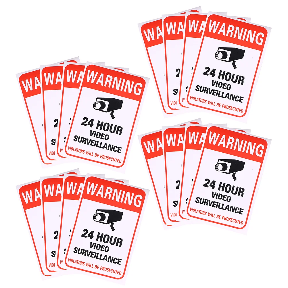 

40 Pcs 24 Hour Video Sticker Warning Stickers Nail Office Surveillance Sign Adhesive