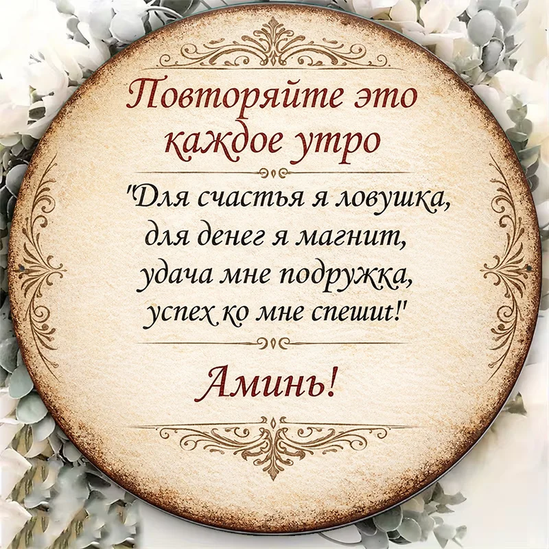 2D Flat, 1pc 8X8In/20X20Cm 2D Flat Round Sign, Vintage Decorative Plaque with 