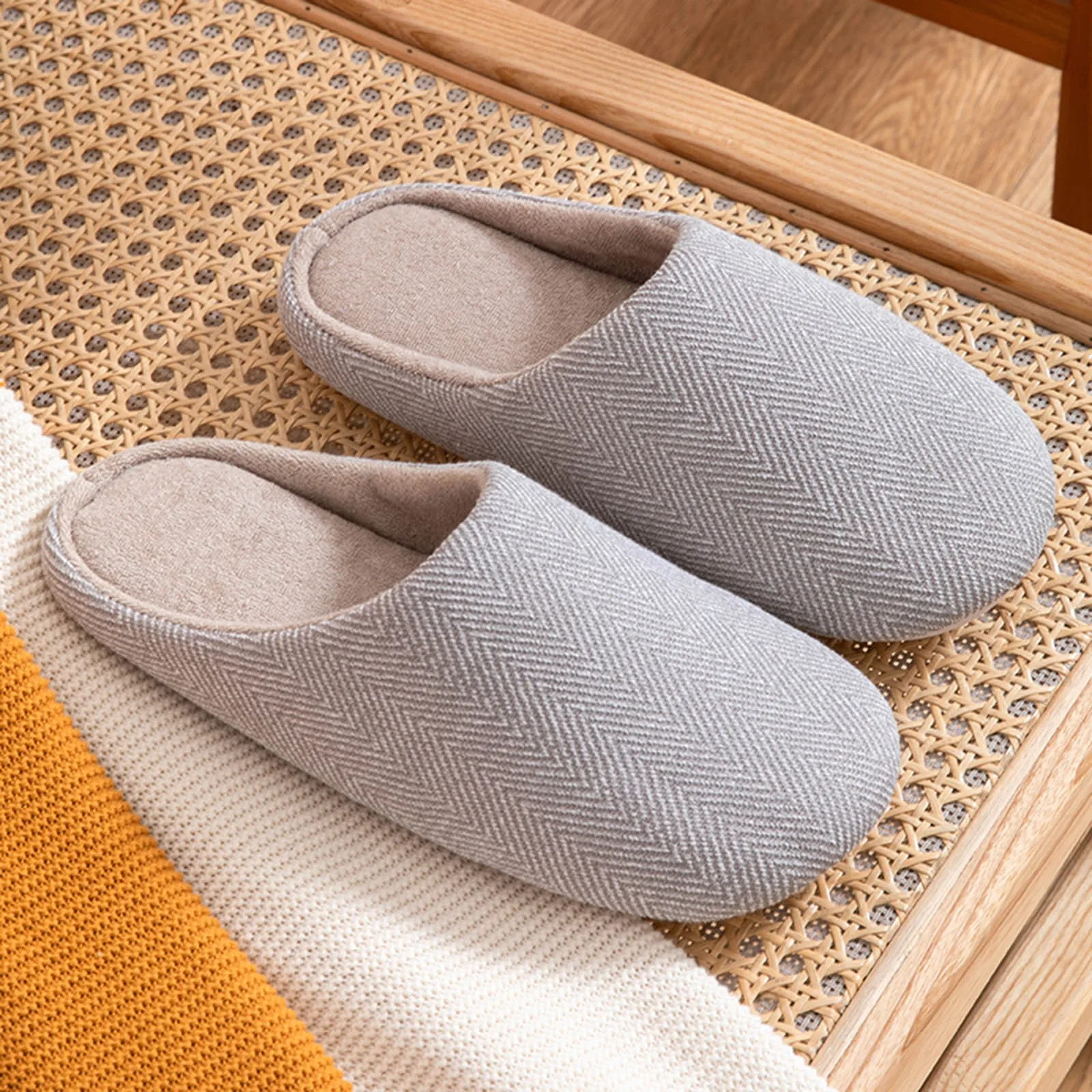 Women Silence Slides Bedroom Japanese Style Women Slippers Light House Soft Home Cotton Slipper Winter Indoor Floor Shoes