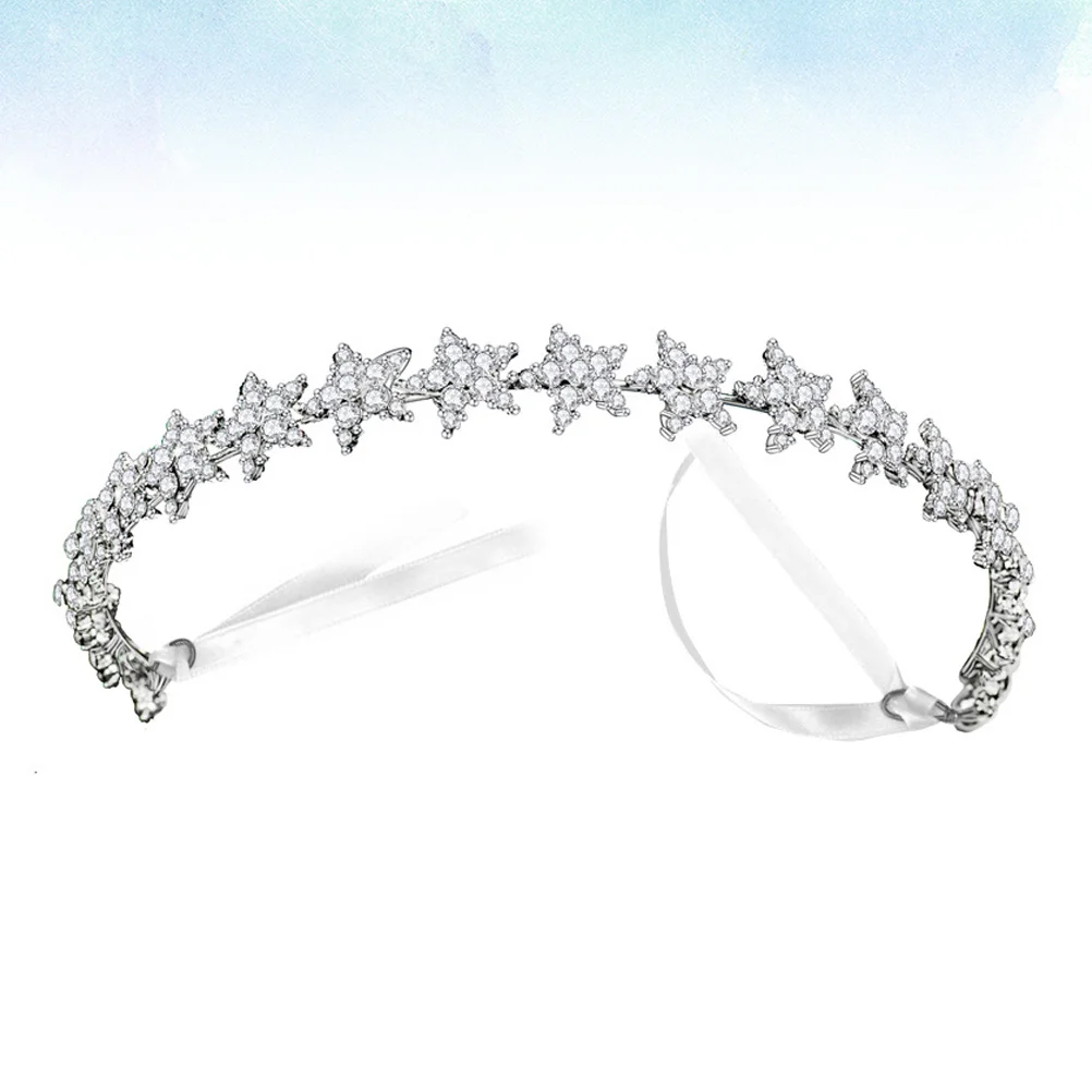 

Crown Hairband Bridal Tiara Crystal Star Wedding Headdress Party Fairy Accessory Lightweight Durable