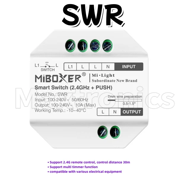 Miboxer WiFi 2.4G remote control PUSH LED lights 10A AC100-240V SWL SWR Smart switch  Support Tuya smart app control party voice