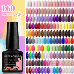 MEET ACROSS 7.3ml 160 Colors Nail Polish Colorful Glitter Gel Nail Polish Soak Off UV LED Nail Glue DIY Nail Art Nail Supplies