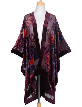 WeHello-Kimono de veludo para mulheres, cardigã, cobertura de praia sem borla, xale casual de férias, dropship, JYPF-34