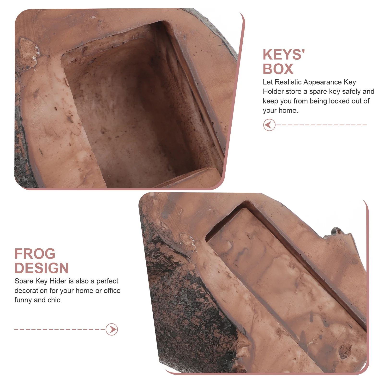 صندوق مفاتيح من الحجر المقلد ذو مظهر مزيف من الراتنج للاستخدام الخارجي لحاوية تخزين مفاتيح احتياطية للمنزل في ساحة الحديقة