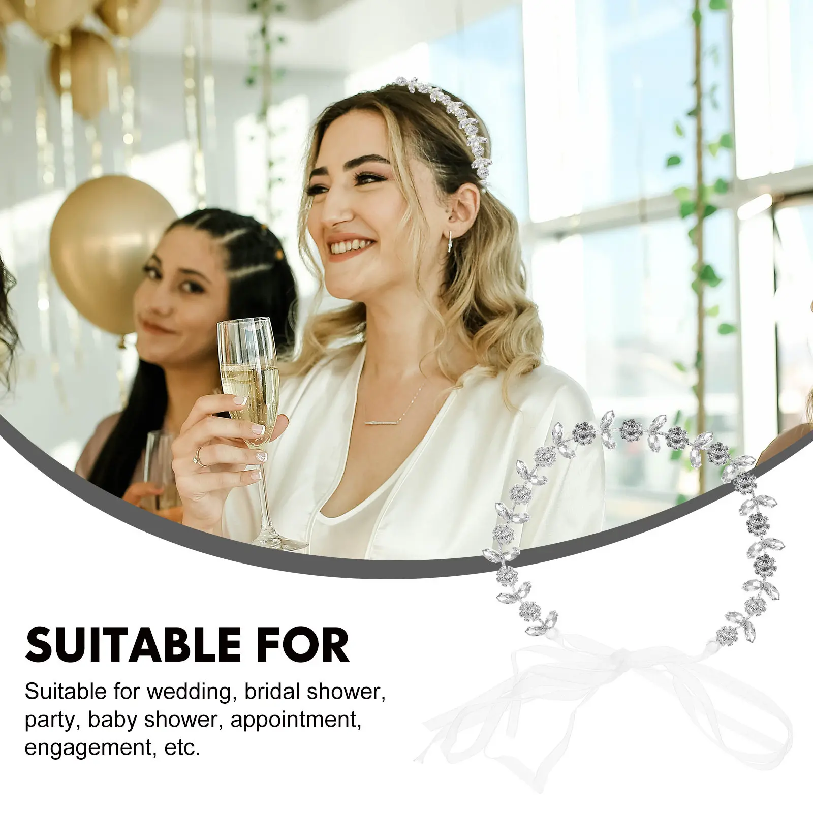 Crystal Headband for Bride Wedding Hair Piece Rhinestone Embellished Vintage Bridal Headband Matching All Wedding Dresses
