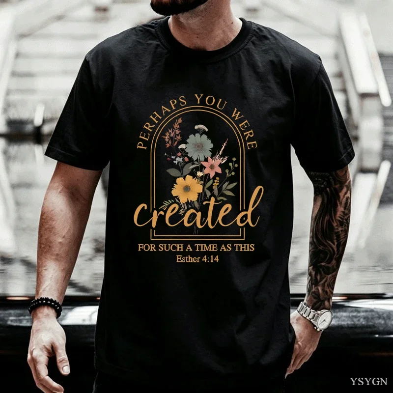 Vintage Christian T-Shirt Jesus Faith T Shirt Bible Verse Flower Tshirts Women Christian Cotton Short Sleeve Round Neck Tees