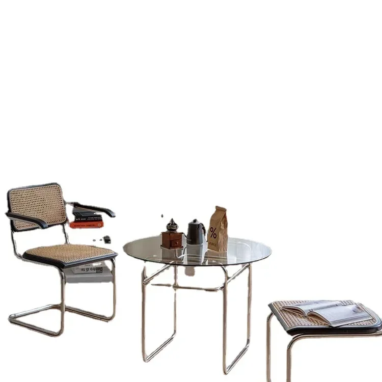 Round coffee table living room sofa side balcony modern simple glass coffee table table, coffee table