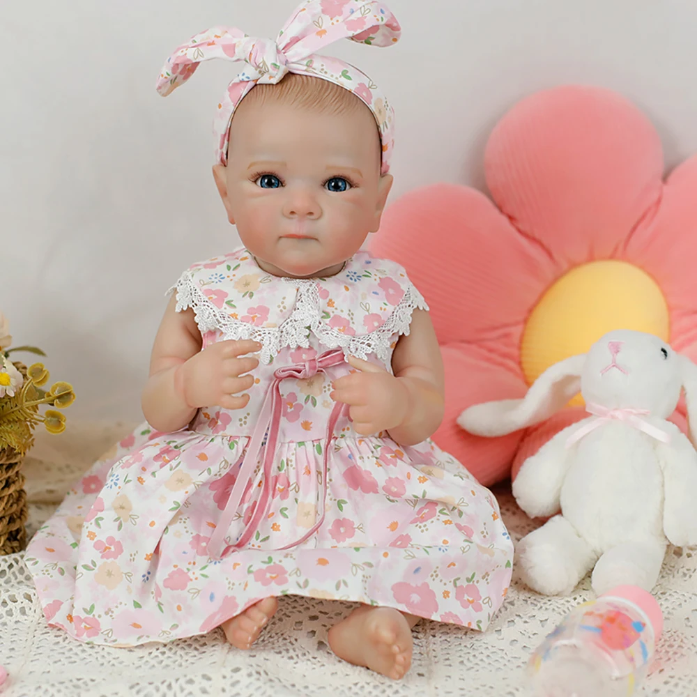 19인치 리본 베이비돌 베티, 파란 눈, 수제 3D 피부, 눈에 띄는 정맥, 사실적인 머리카락, 베베 리본 장난감 선물