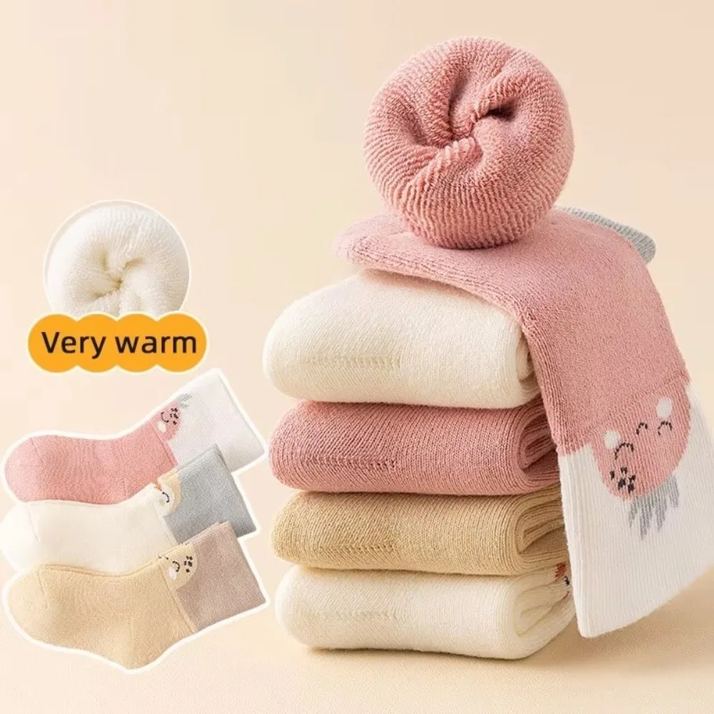 

New Plush Newborn Sock Warm Thicken Footwear Anti-Cold Velvet Hosiery Autumn and Winter