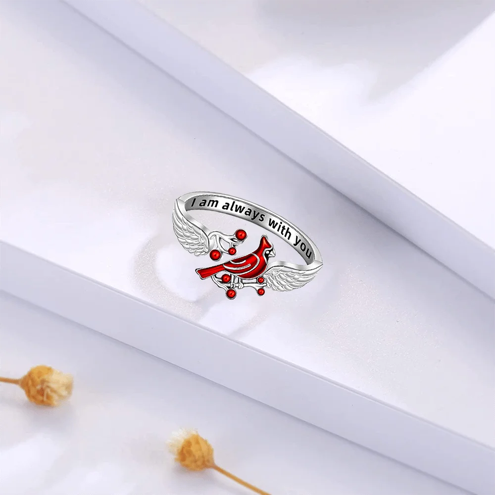 1pc Creative Ring, Red Bird with Red Fruit Ring, Birthday, Christmas Gift, Holiday Gift Anniversary Party Gifts, Jewelry,