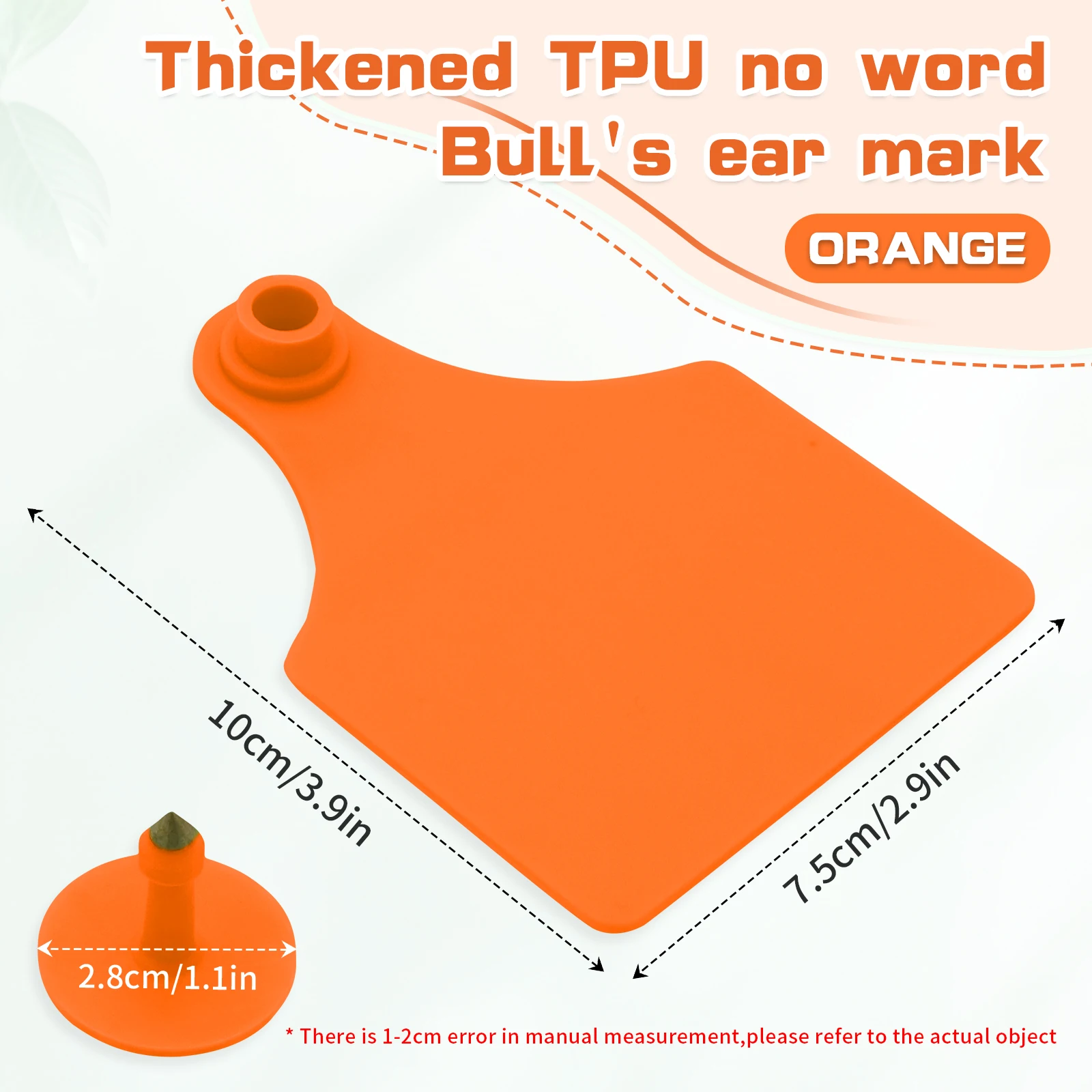 100 Uds. Etiqueta de oreja de TPU engrosada de ganado sin palabras etiqueta de oreja escribir pendientes de cabeza de cobre tarjeta de identificación de caballo de vaca de Animal de granja